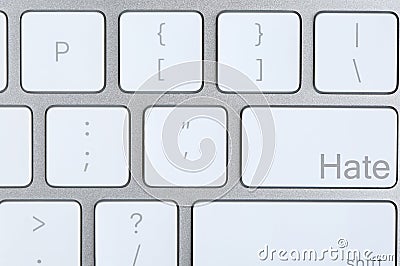 Button with text Hate on computer keyboard, top view Stock Photo