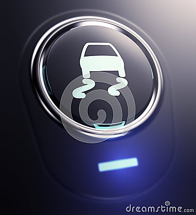 Button with traction control symbol Stock Photo