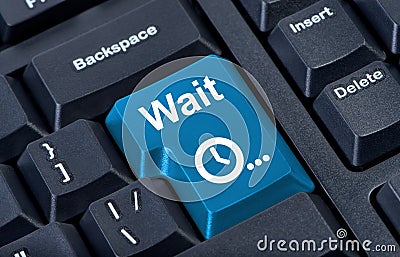 Button wait computer keyboard. Stock Photo