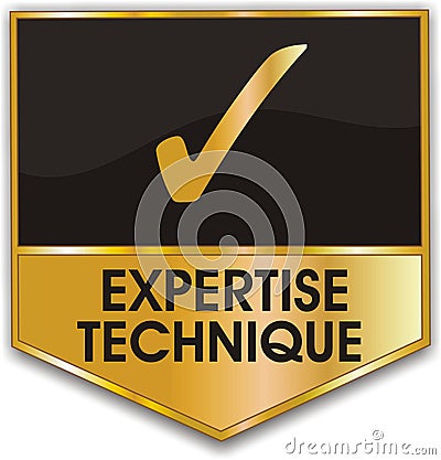 Button with written in french on technical expertise Stock Photo