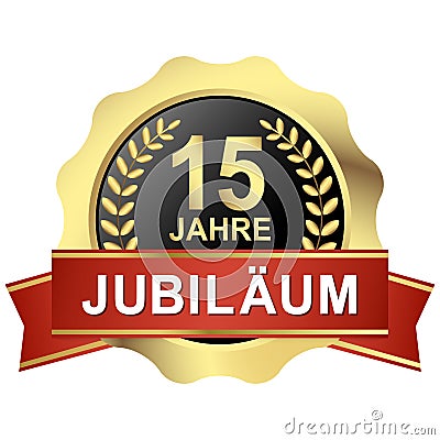 button 15 years jubilee & x28;in german& x29; Vector Illustration