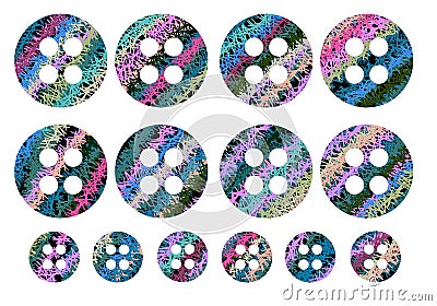 Buttons coloured set for postcard and cards and magazines and stickers and kids and hobbies Stock Photo