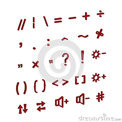 Buttons for a computer or phone keyboard. Icons isometric. Vector, 3d modeling icons Stock Photo