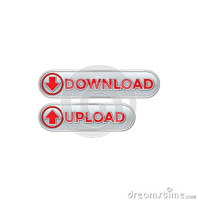 Buttons Download and upload buttons vector. Vector Illustration