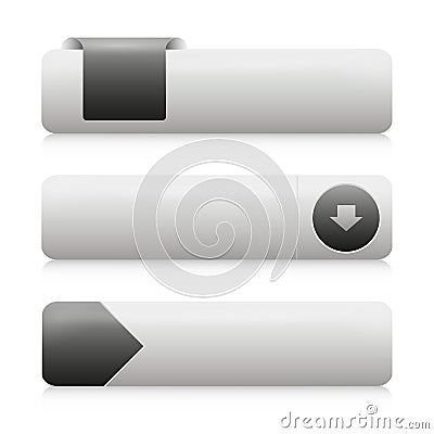 Empty white vector buttons with black design elements for website, mobile menu, navigation and apps Vector Illustration