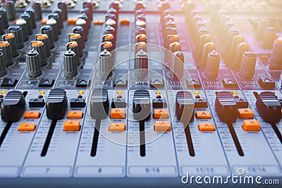 Buttons equipment in audio recording outdoor studio Stock Photo