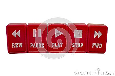 Buttons for play, stop, rewind, forward music Stock Photo