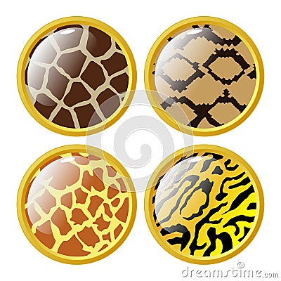 Buttons in style of animal texture Vector Illustration