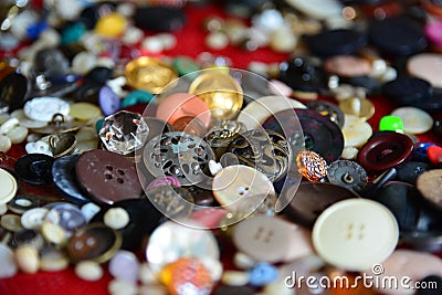 The buttons on the table are Soviet-made. Stock Photo