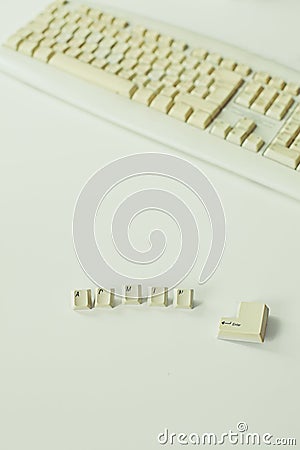 Buttons with word Admin and old computer keyboards Stock Photo