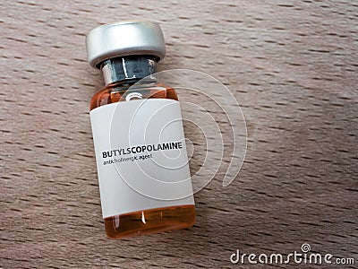 Butylscopolamine Medical bottle Stock Photo