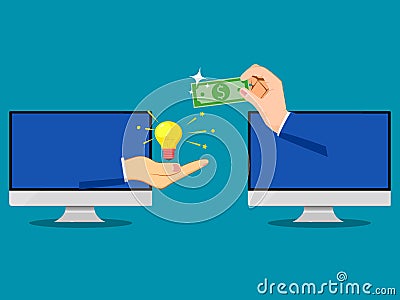 Buy bulb ideas. Investing in innovative business ideas. business concept Vector Illustration