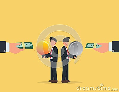 Buy business idea with money. business competition concept Vector Illustration