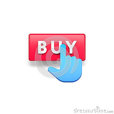 Buy button and hand cursor, 3d render Stock Photo