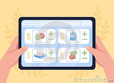 Buy food online flat color vector illustration Vector Illustration