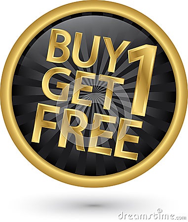 Buy 1 get 1 free golden label, vector Vector Illustration