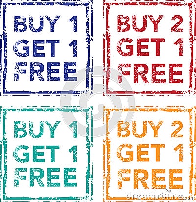 Buy 1 Get 1 Free Stamp Buy 2 Get 1 Free Vector Vector Illustration