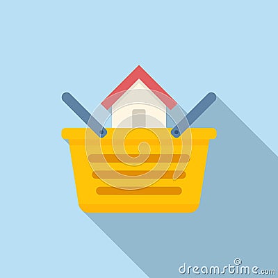 Buy house basket icon flat vector. Property business Stock Photo