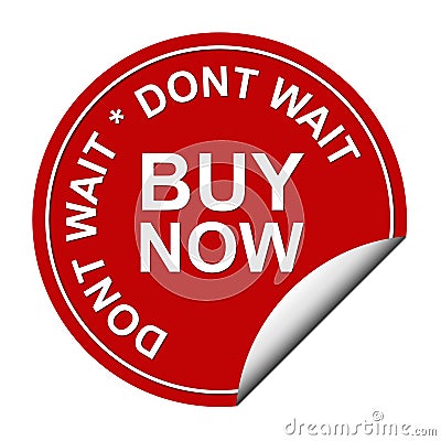 Buy now red sticker Stock Photo