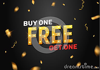 Buy one get one free sale offer design. Vector promo buy 1 get one free banner promotion Vector Illustration