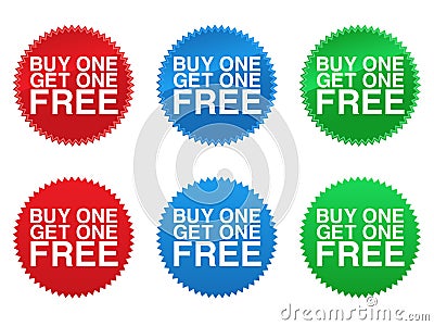 Buy One Get One Free Seals EPS Vector Illustration