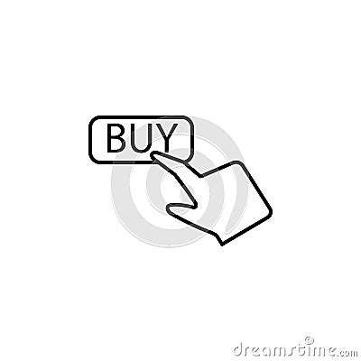 Buy, push, finger, touch icon. Element of corruption icon. Thin line icon on white background Stock Photo