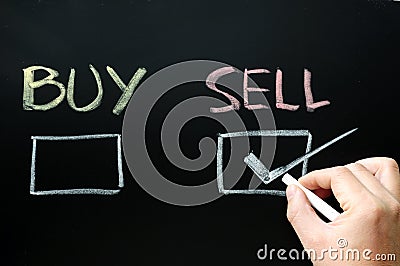 Buy and sell check boxes Stock Photo