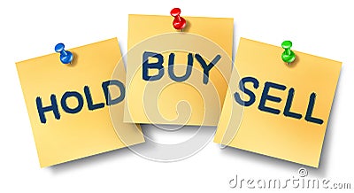 Buy sell hold office notes Stock Photo