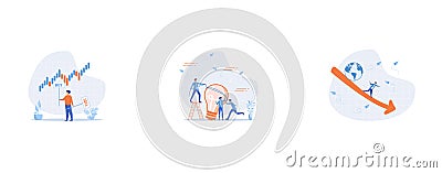 Buy or sell in stock market and crypto currency trading, Brainstorming for new idea, World economic recession, Vector Illustration
