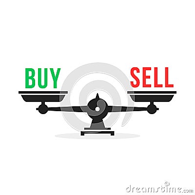 buy or sell stocks with black scale Vector Illustration