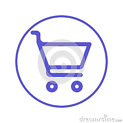 Buy, shopping cart circular line icon. Round sign. Flat style vector symbol. Vector Illustration