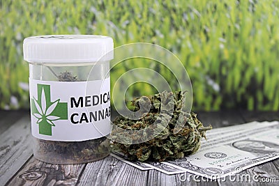 Money obtained from medical cannabis smuggling Stock Photo