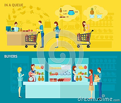 Buyer Banner Set Vector Illustration