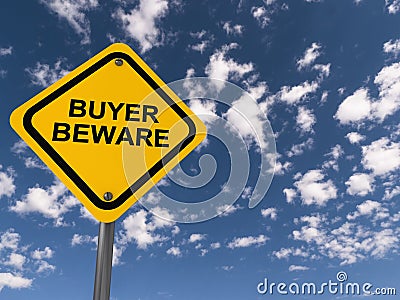 Buyer beware traffic sign Stock Photo