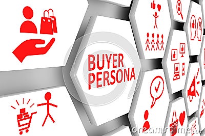 BUYER PERSONA concept cell background Cartoon Illustration