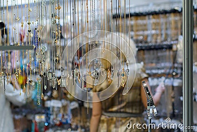 Buyers select items in the jewelry store Stock Photo