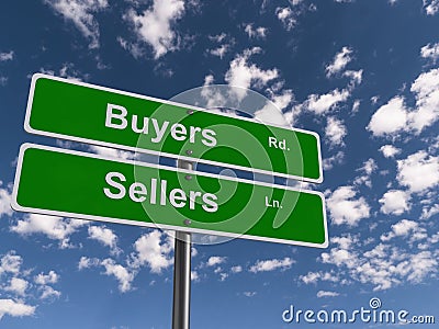 Buyers and sellers road sign Stock Photo