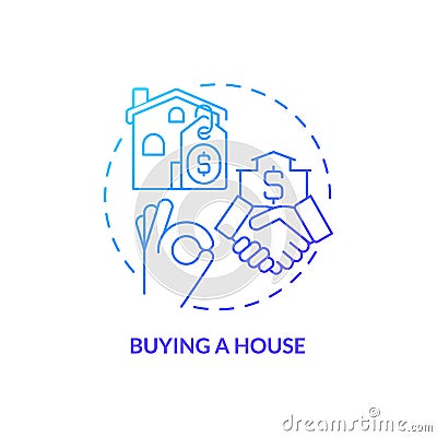 Buying house blue gradient concept icon Vector Illustration