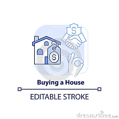 Buying house light blue concept icon Vector Illustration