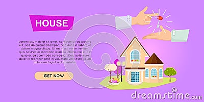 Buying House Online. Property Selling. Web Banner. Vector Illustration