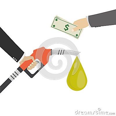 Buying petrol,concept.Fuel pump in hand man Vector Illustration