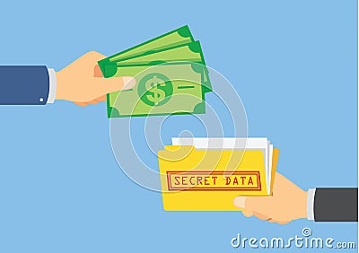 Buying a secret file of business competitor. Vector Illustration