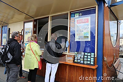 Buying tickets to Bygdoy Editorial Stock Photo