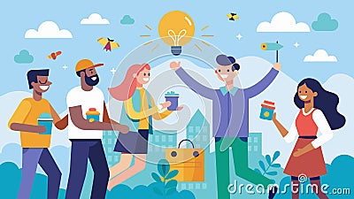 The buzz of excitement and possibility in the air as people discover hidden treasures and make new connections while Vector Illustration