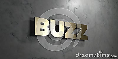 Buzz - Gold sign mounted on glossy marble wall - 3D rendered royalty free stock illustration Cartoon Illustration