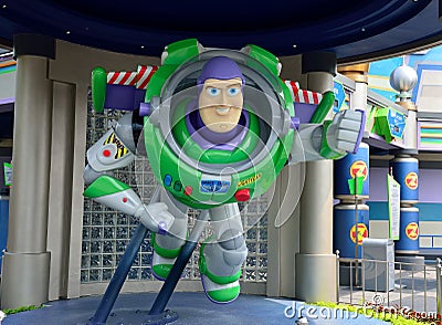 Buzz Lightyear Statue, Disney Cartoon Character Editorial Stock Photo