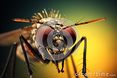 Buzzing Mosquito macro insect. Generate Ai Stock Photo