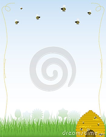 Buzzy Beehive Background/Stationery Vector Illustration