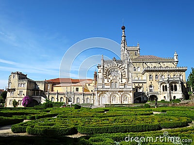 The Bussaco Palace Hotel (PalÃ¡cio Hotel do BuÃ§aco) locate in Bussaco Forest, PORTUGAL Stock Photo