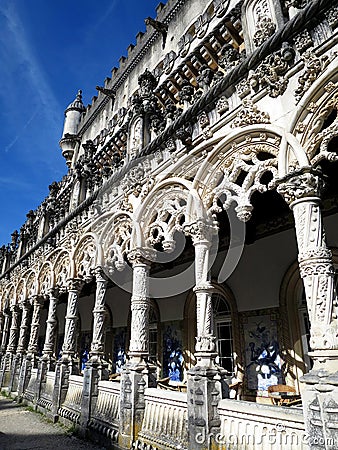 Corridor of the Bussaco Palace Hotel (PalÃ¡cio Hotel do BuÃ§aco) locate in Bussaco Forest, PORTUGAL Stock Photo